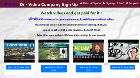 Di-Video Company Sign Up